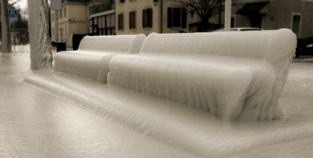 Карта районов Северной Америки, наиболее подверженных ледяным дождям