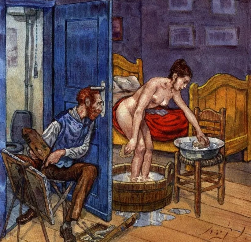 Сюрреалистичный эпизод из комикса Gradimir Smudja с котом Ван Гога