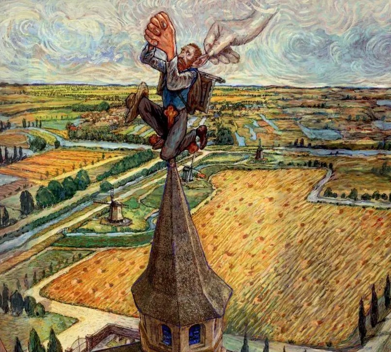 Винсент Ван Гог и кот в мастерской работа Градимира Смудьи