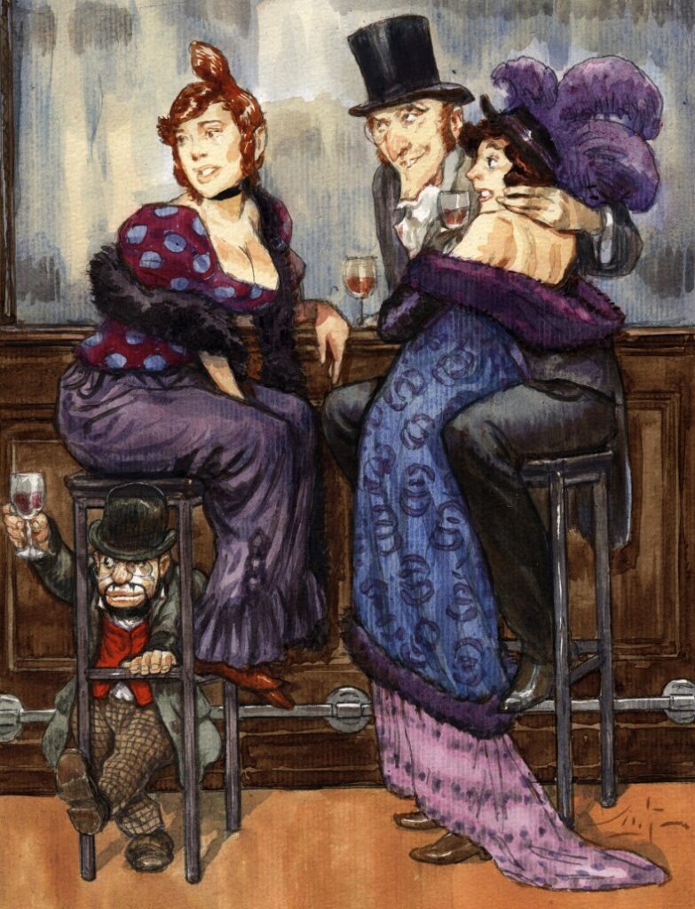 Анри де Тулуз-Лотрек в кабаре Мулен Руж рисунок Gradimir Smudja