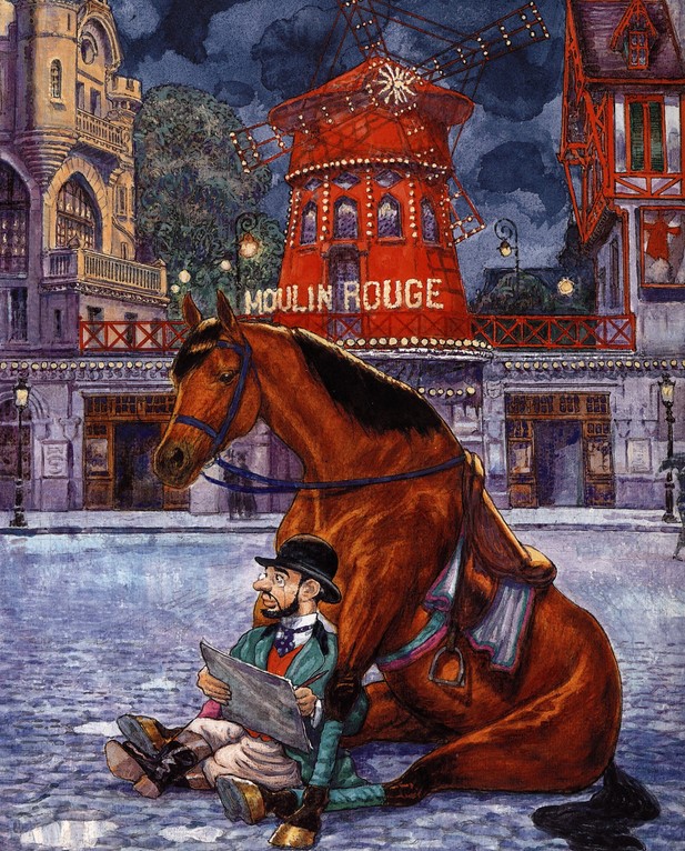 Сатирический эпизод с Тулуз-Лотреком от сербского художника Градимира Смудьи