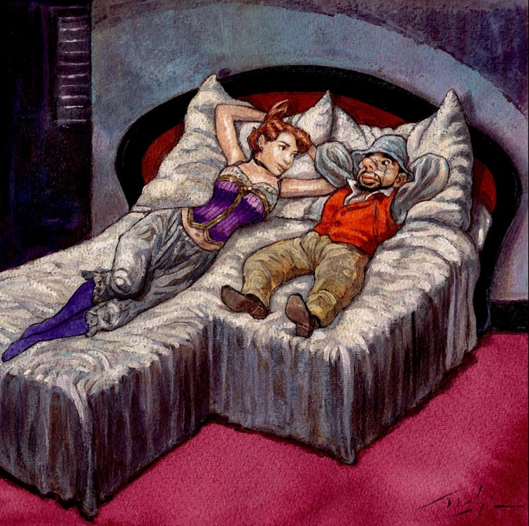 Иллюстрация Градимира Смудьи с котом и автопортретом Ван Гога