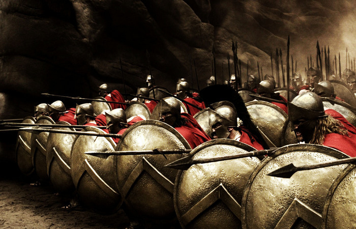 Кадр из фильма '300 спартанцев' (2006) с Джерардом Батлером (Gerard Butler)