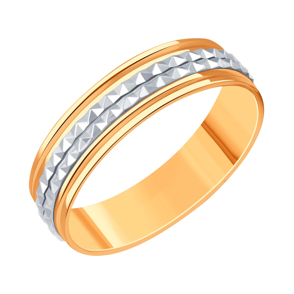 Кольцо обручальное с вращающейся вставкой из красного золота 585 пробы