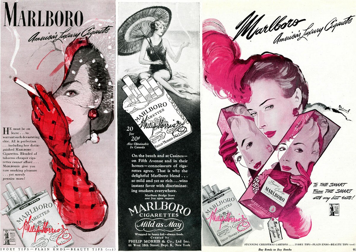Реклама женских сигарет Marlboro с женщинами в главной роли