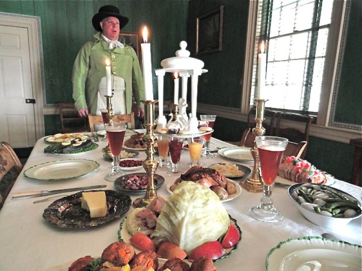 Накрытый стол британских колонистов в Америке