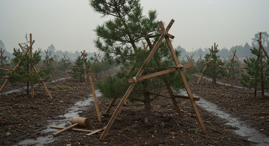 Схема искривления деревьев в Кривом лесу одинаковая форма