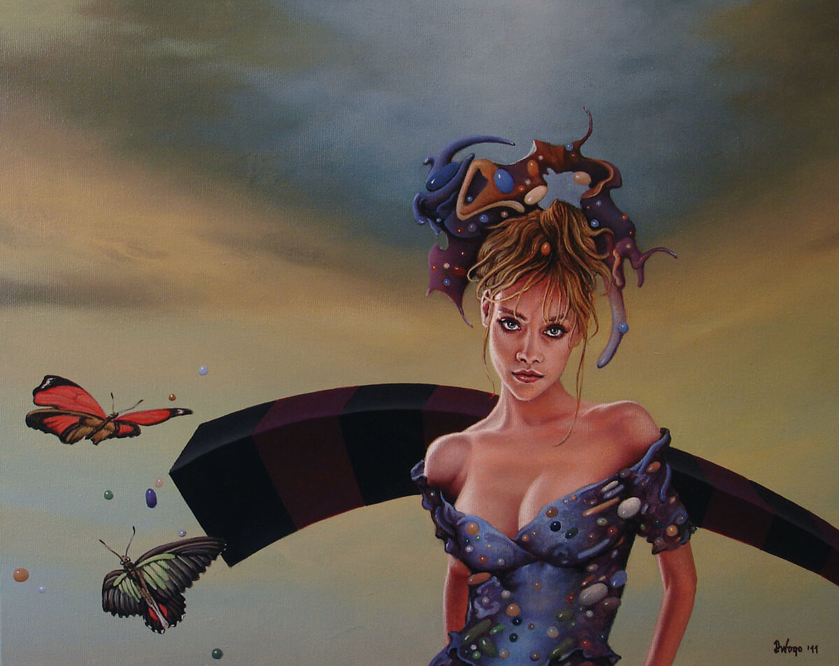 Сюрреалистическое полотно Драгана Илича Ничего не говори женщина и птицы