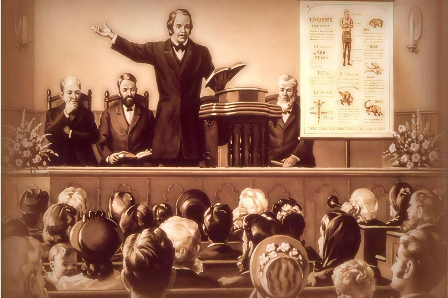 Уильям Миллер — основатель адвентизма — выступает перед верующими в XIX веке