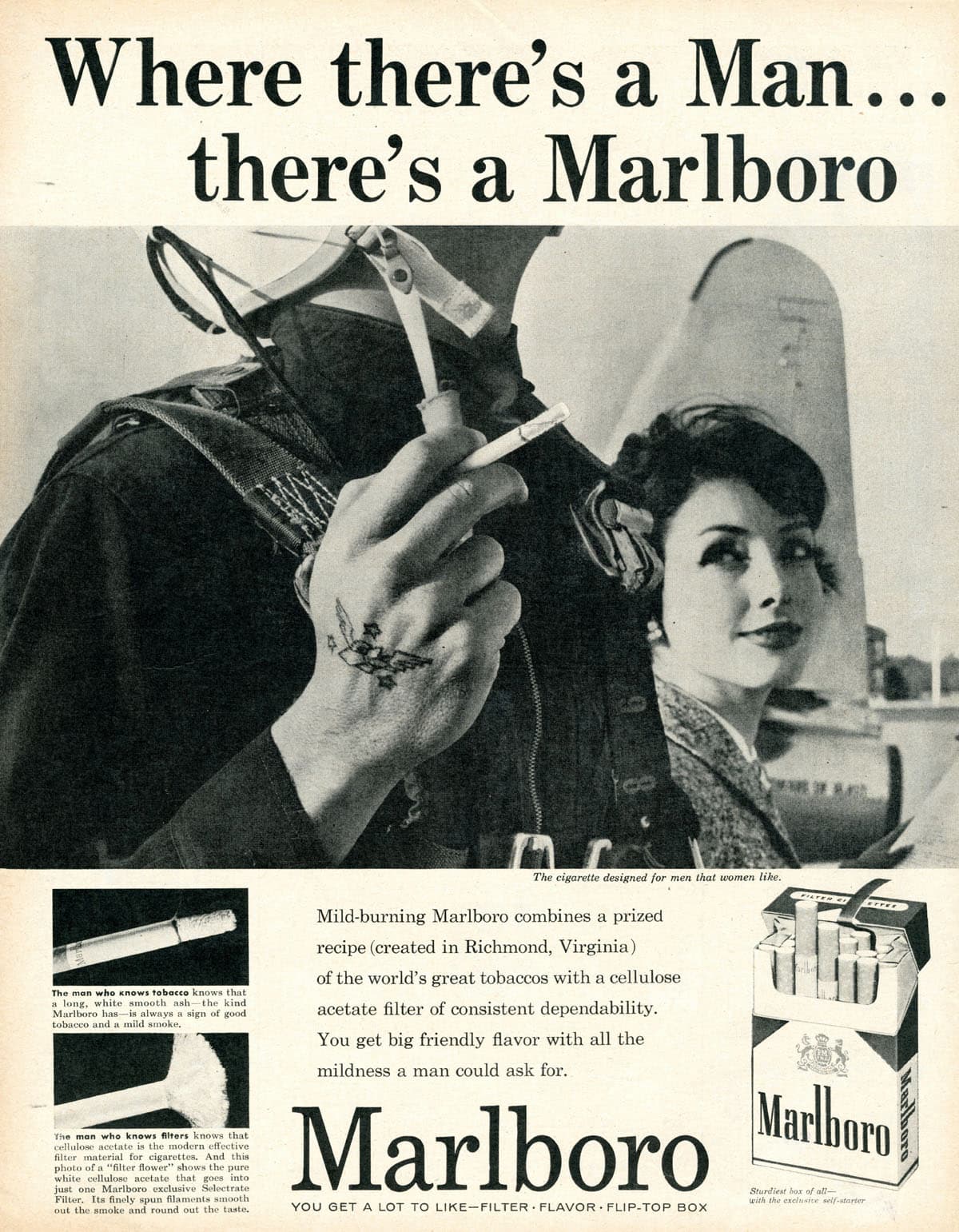 Реклама Marlboro с пилотом &mdash; лётчик с сигаретой, 1960-е годы