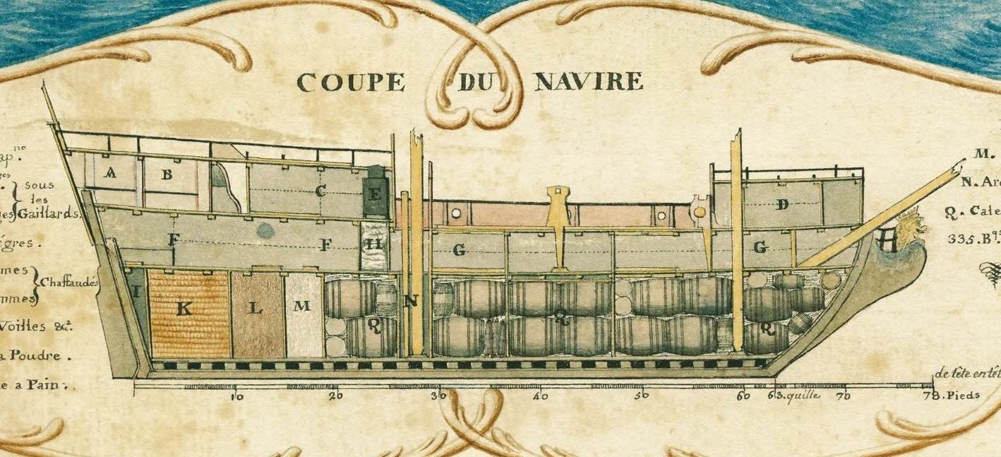 Бочки с водой в трюме португальского парусника (water barrels in the hold)