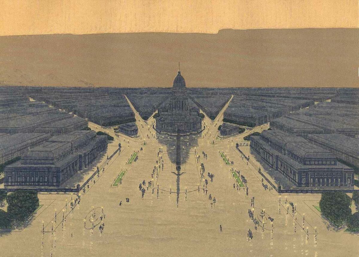 Эскиз центра Чикаго по плану Дэниела Бернема (Daniel Burnham)