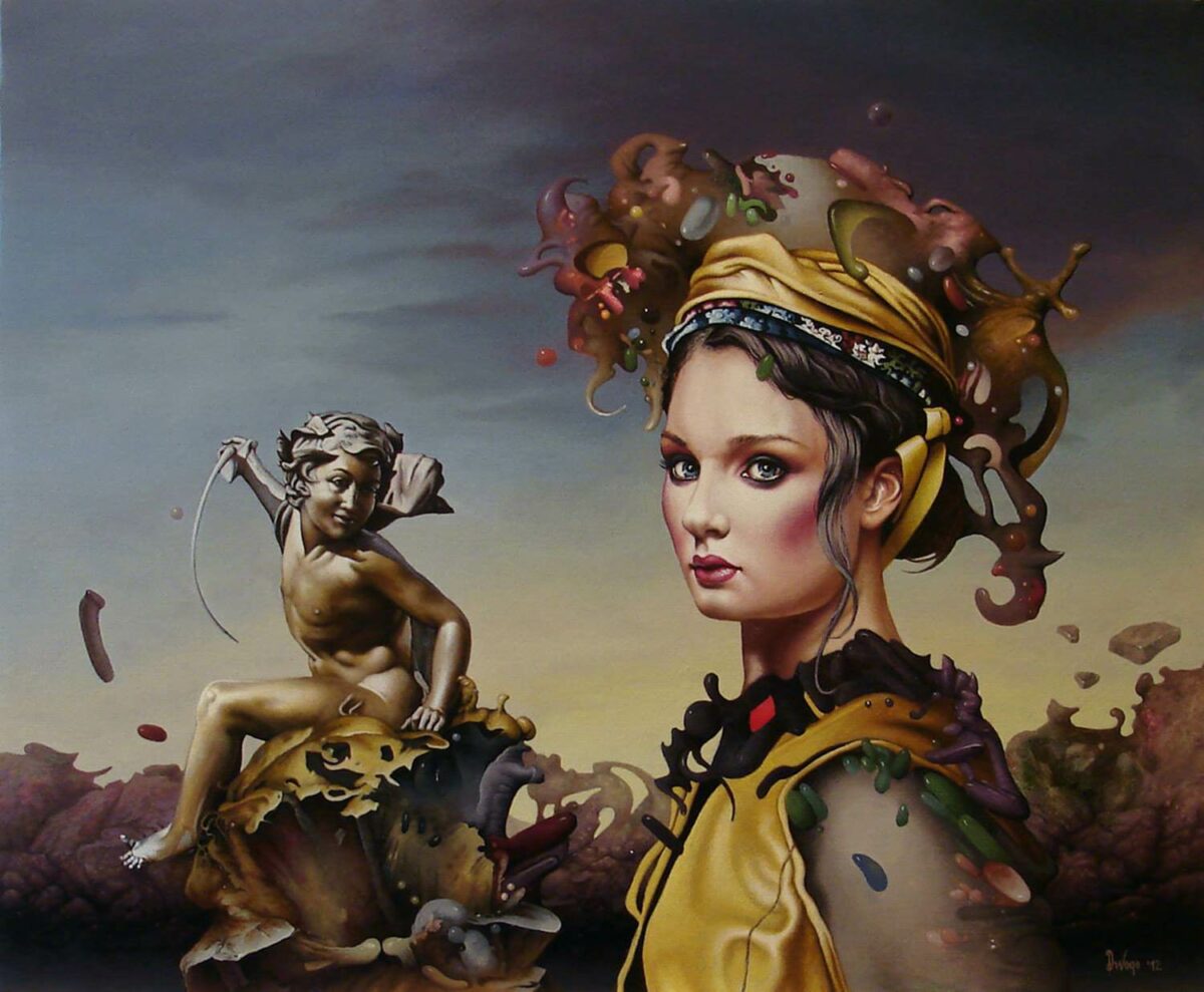 Сюрреалистическая композиция Драгана Илича с обнаженной женщиной и архитектурой