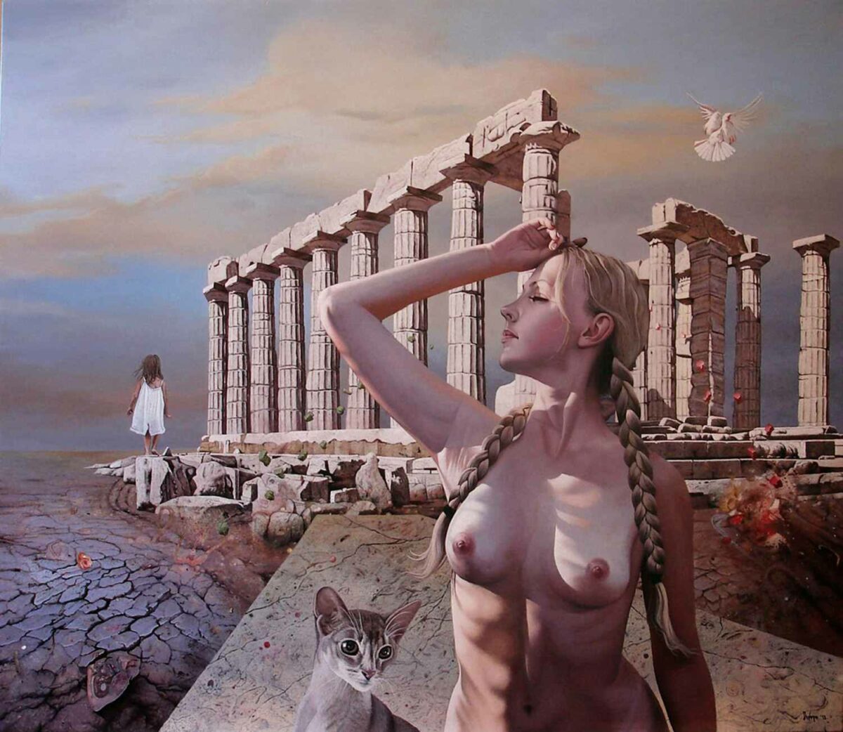 Работа Драгана Илича девушка кошка и фантастические элементы