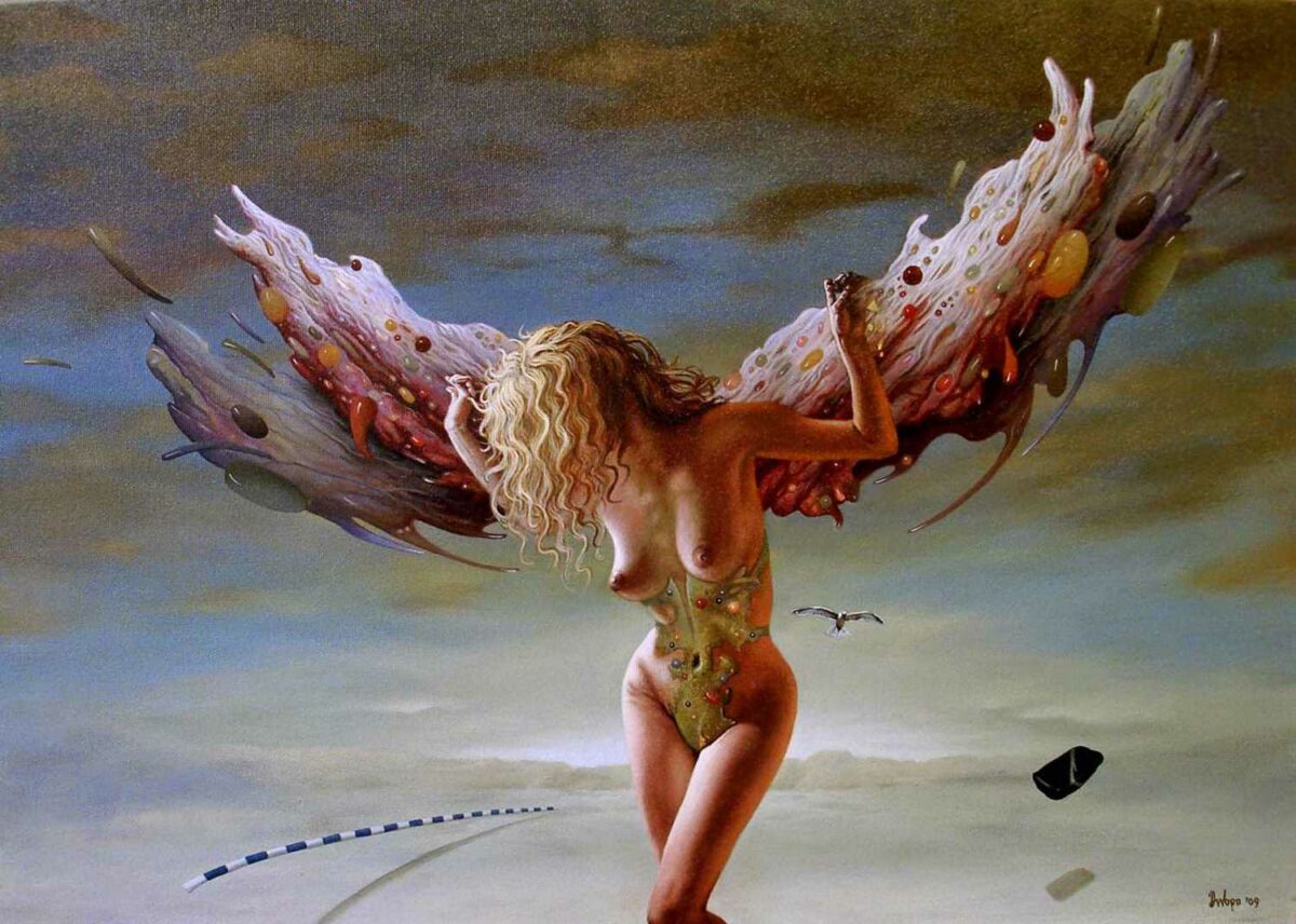 Произведение Драгана Илича в жанре фэнтези сюрреализм женская фигура