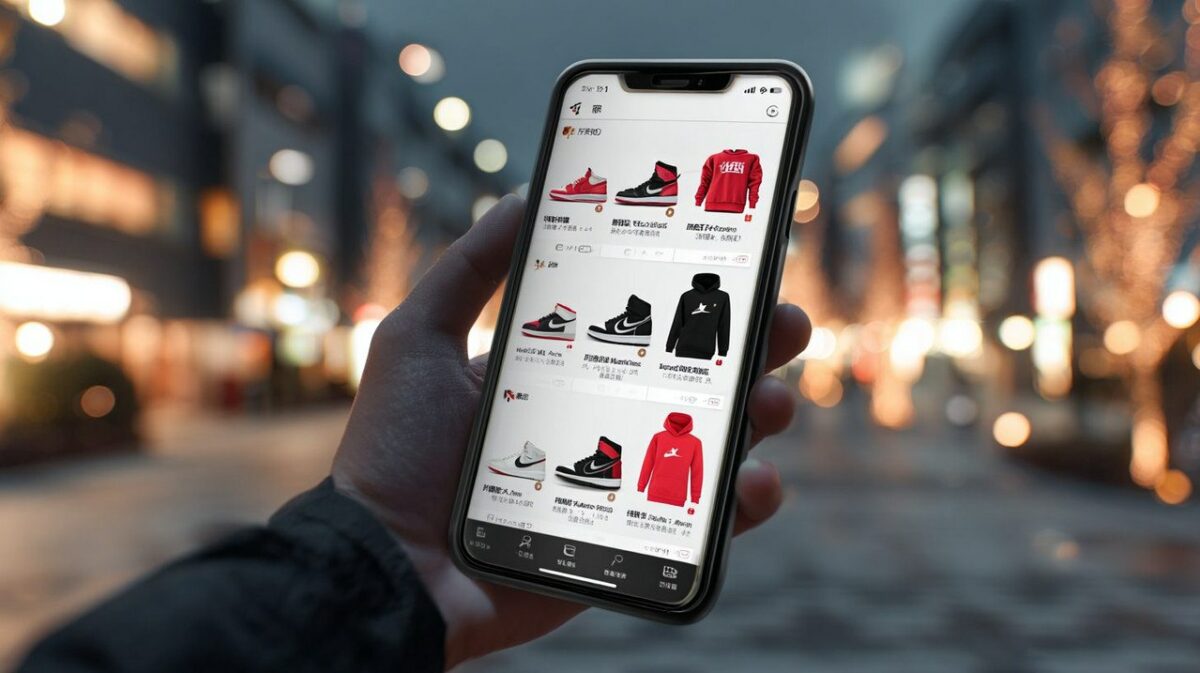 Интерфейс приложения Poizon с ассортиментом Nike