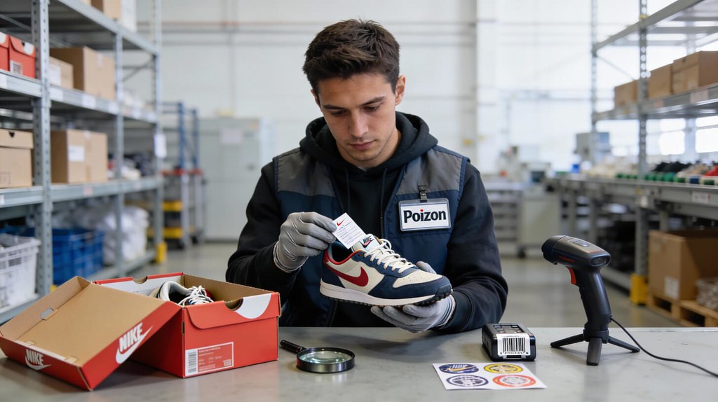 Процесс проверки подлинности кроссовок Nike на складе