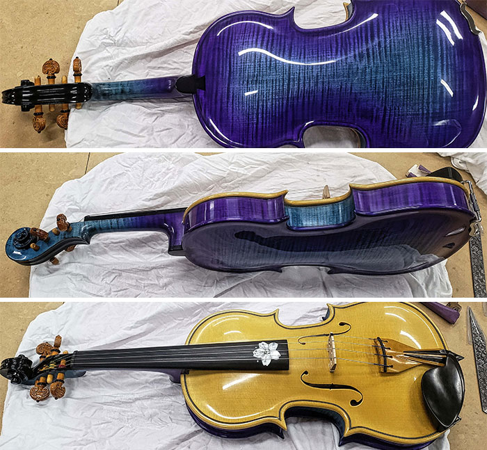 Скрипка ручной работы, созданная мастером с нуля