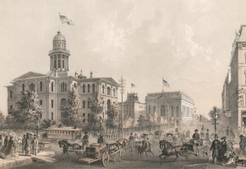 Изображение центра Чикаго до пожара