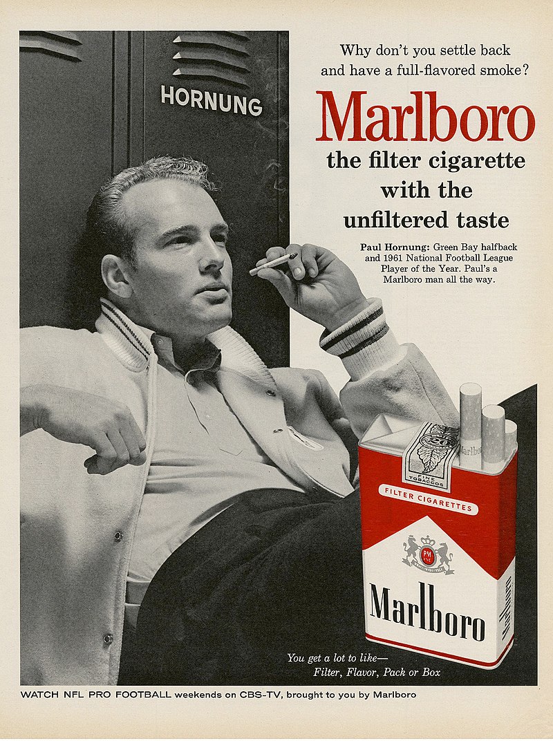 Реклама Marlboro со спортсменом 1950-е годы ковбой Мальборо