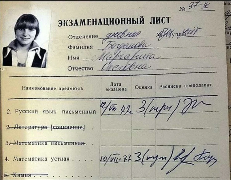 Документ: аттестат Маргариты Богдановой из торгового техникума