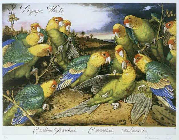 Слова умирающего Уолтон Форд акварель с птицей и символикой смерти