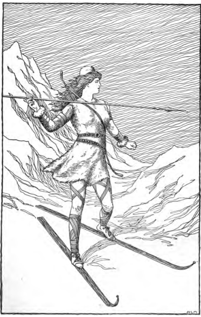 Скади на лыжах с луком — воплощение зимней стужи в скандинавской мифологии