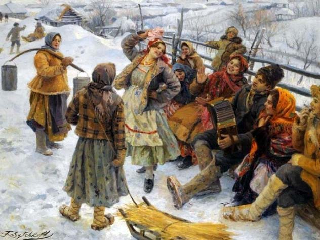 Молодежь танцует и общается - жанровая сценка 19 век