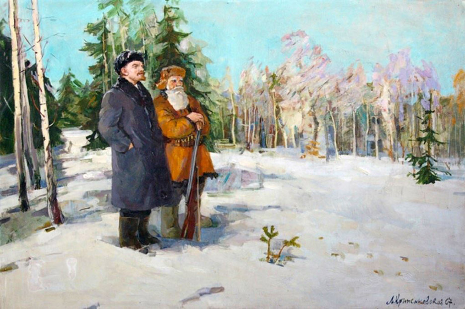 Владимир Ленин в валенках и зимней одежде