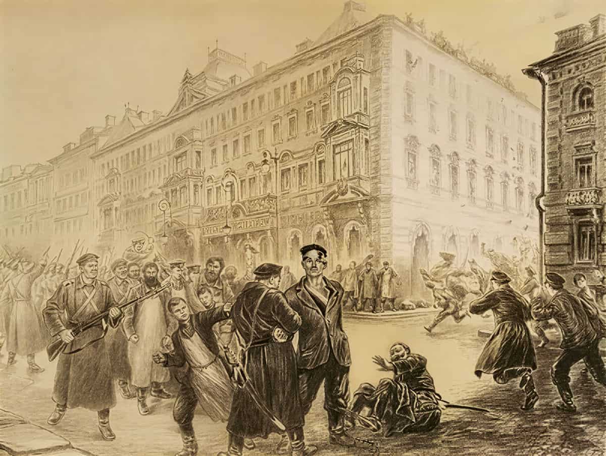 Обстрел булочной Филиппова революция 1917 картина