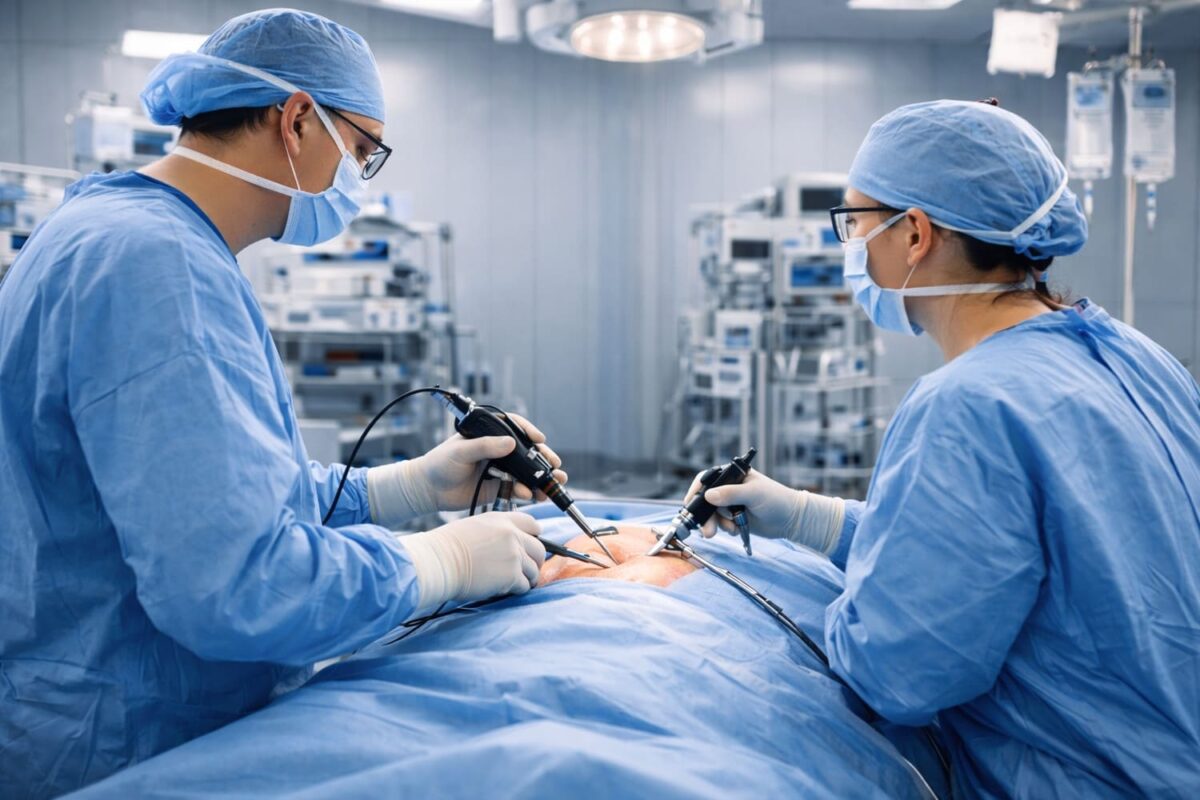 Врачи осуществляют эндоскопическую операцию