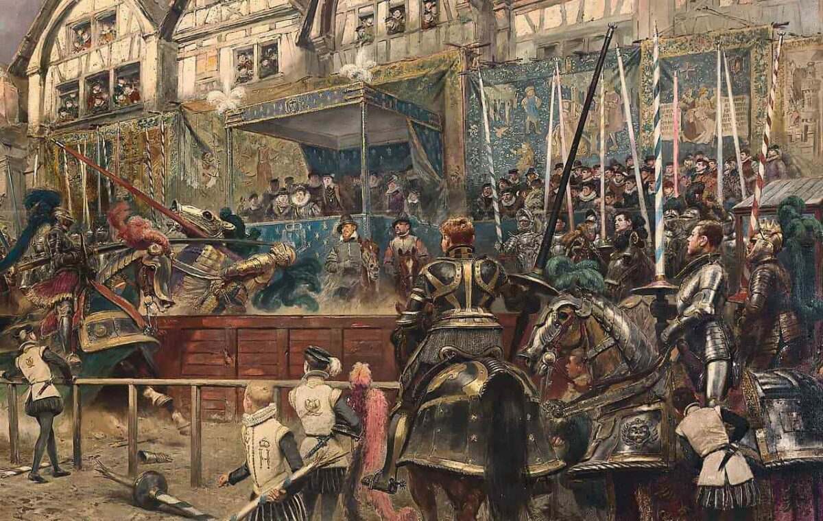 Смерть Генриха Второго на турнире художник Эдуар Детай 1906 год король Франции