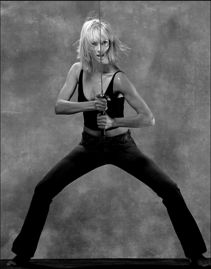 Ума Турман крупный план естественный портрет Альберта Уотсона