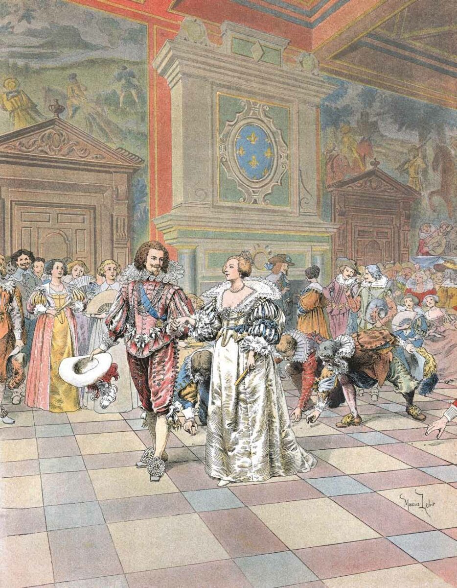 Бал в Лувре &mdash; Марлезонский балет, иллюстрация Мориса Лелуара к Трём мушкетёрам