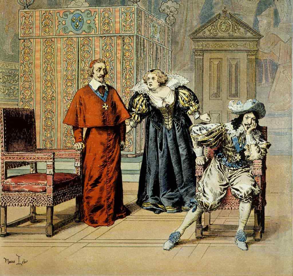 Кардинал Ришелье и король Людовик XIII, иллюстрация Мориса Лелуара