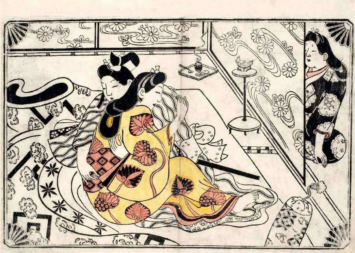 Сугимура Дзихэй японская гравюра сюнга XVII век укиё-э