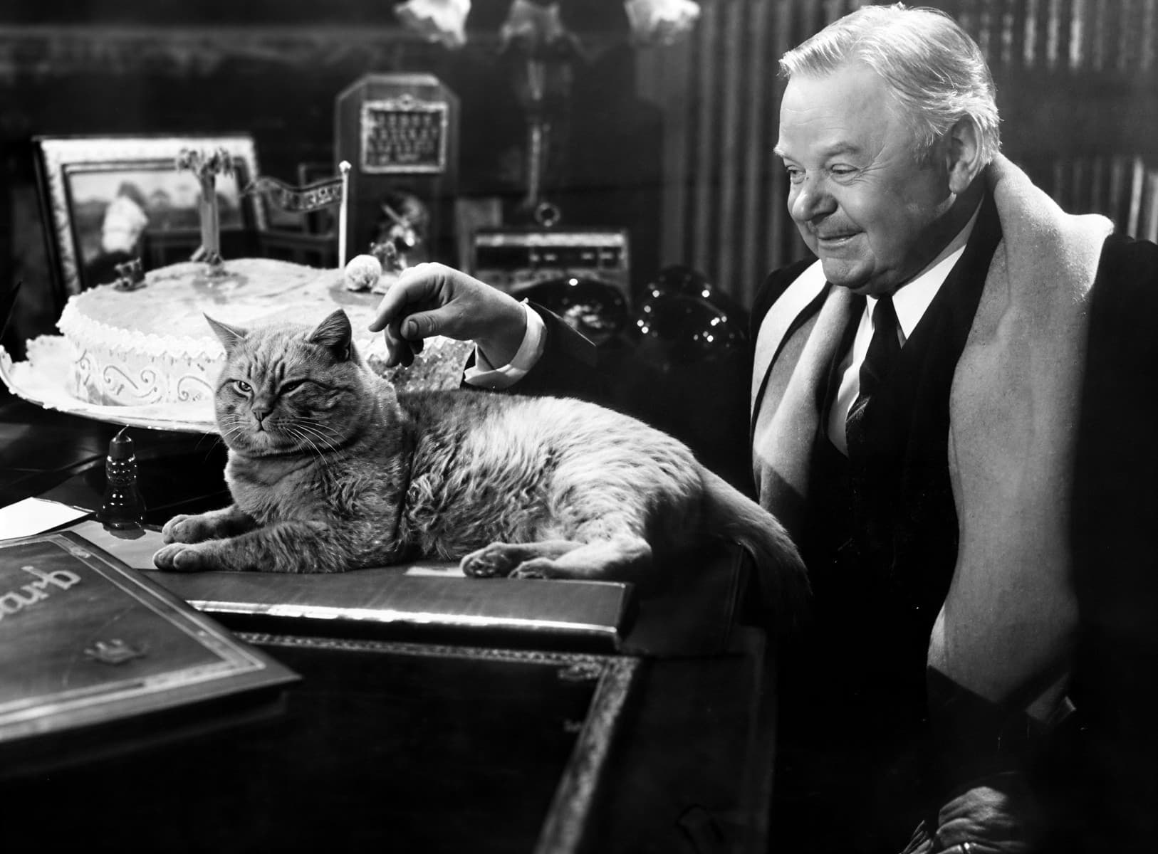 Фрэнк Инн сидит рядом с котом Оранджи