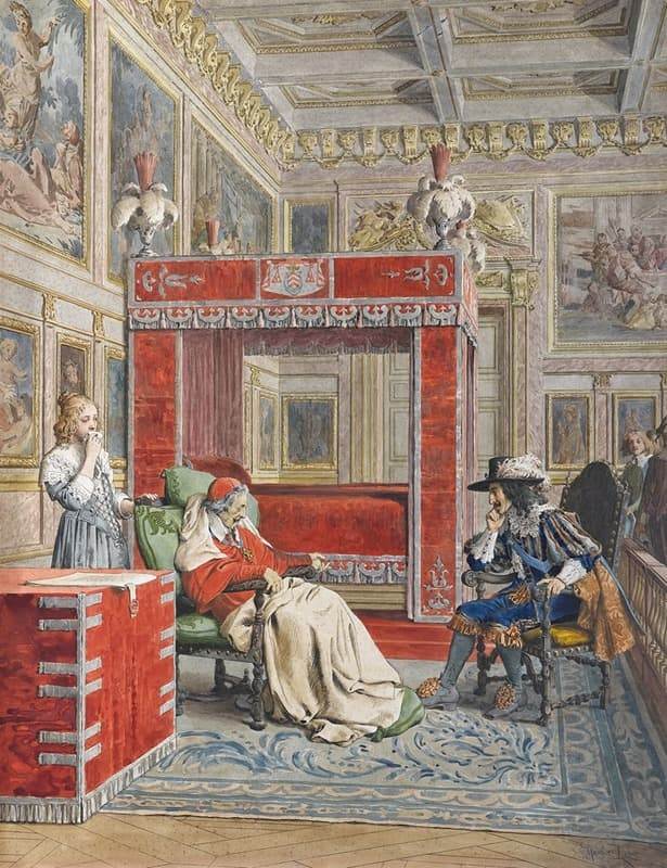 Последняя встреча короля Людовика XIII и кардинала Ришелье, иллюстрация Лелуара