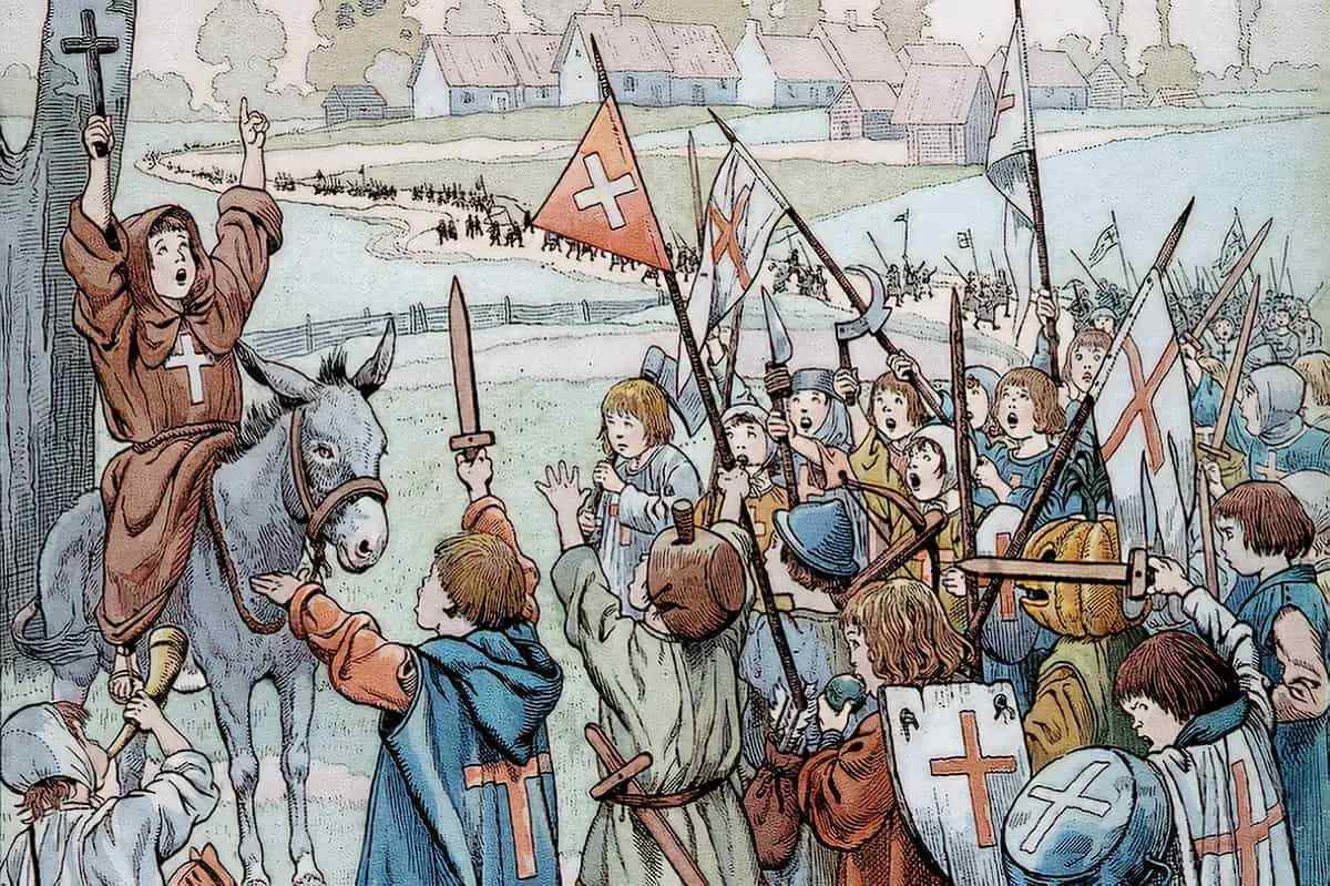 Проповедь Стефана из Клуа &mdash; средневековая иллюстрация XIX века, дети слушают мальчика-пастуха