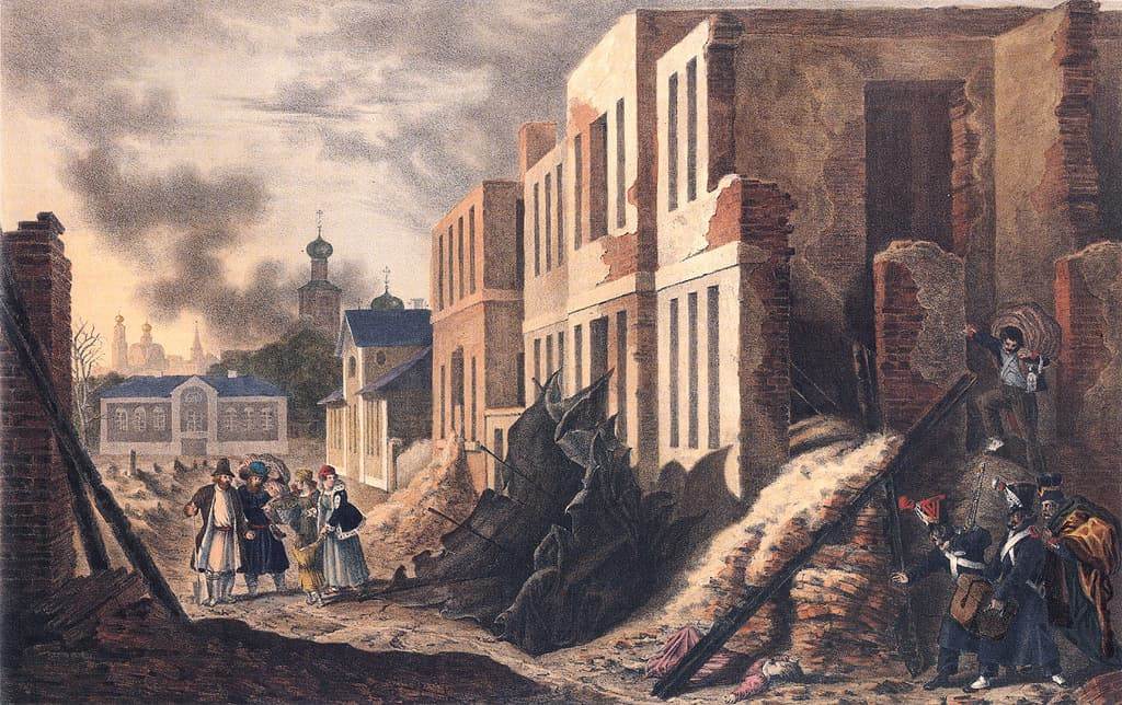 Французские мародеры грабят горящую Москву 1812 год картина Верещагина