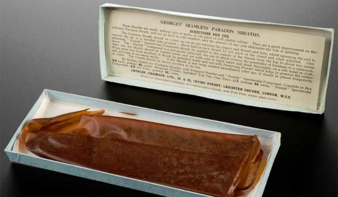 Американский резиновый презерватив XIX века музейный экспонат