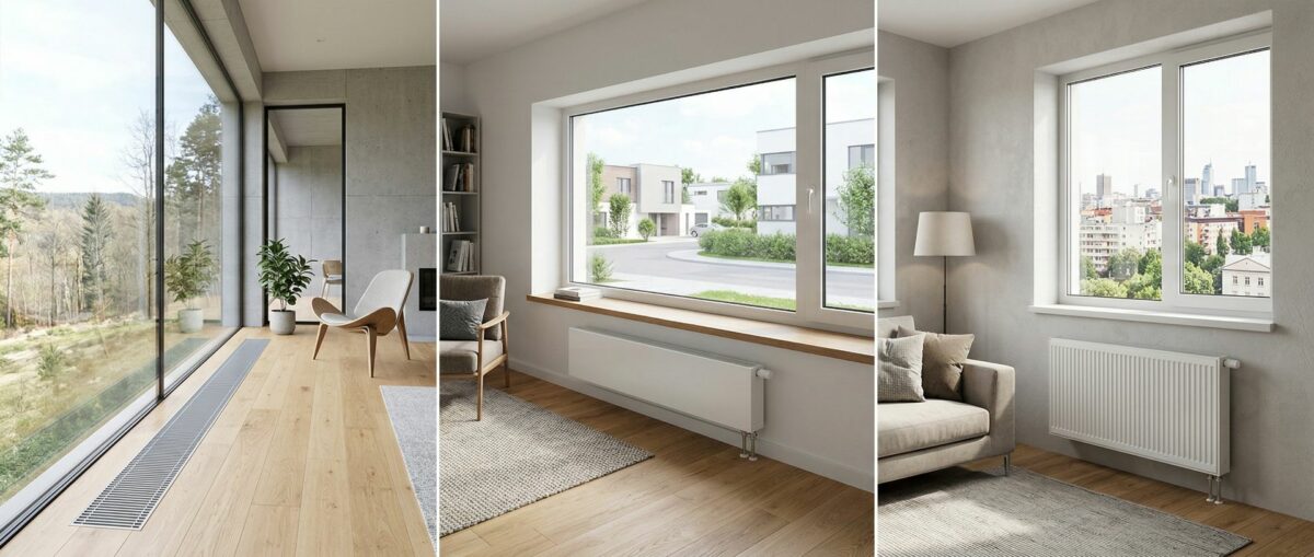 Тип окна определяет выбор отопительного прибора