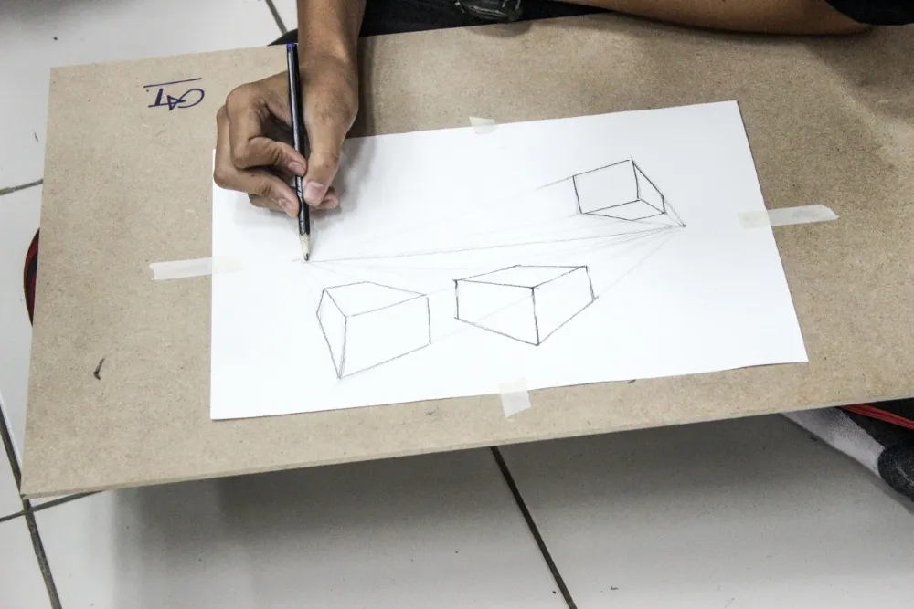 High angle view man painting paper home 12 11zon