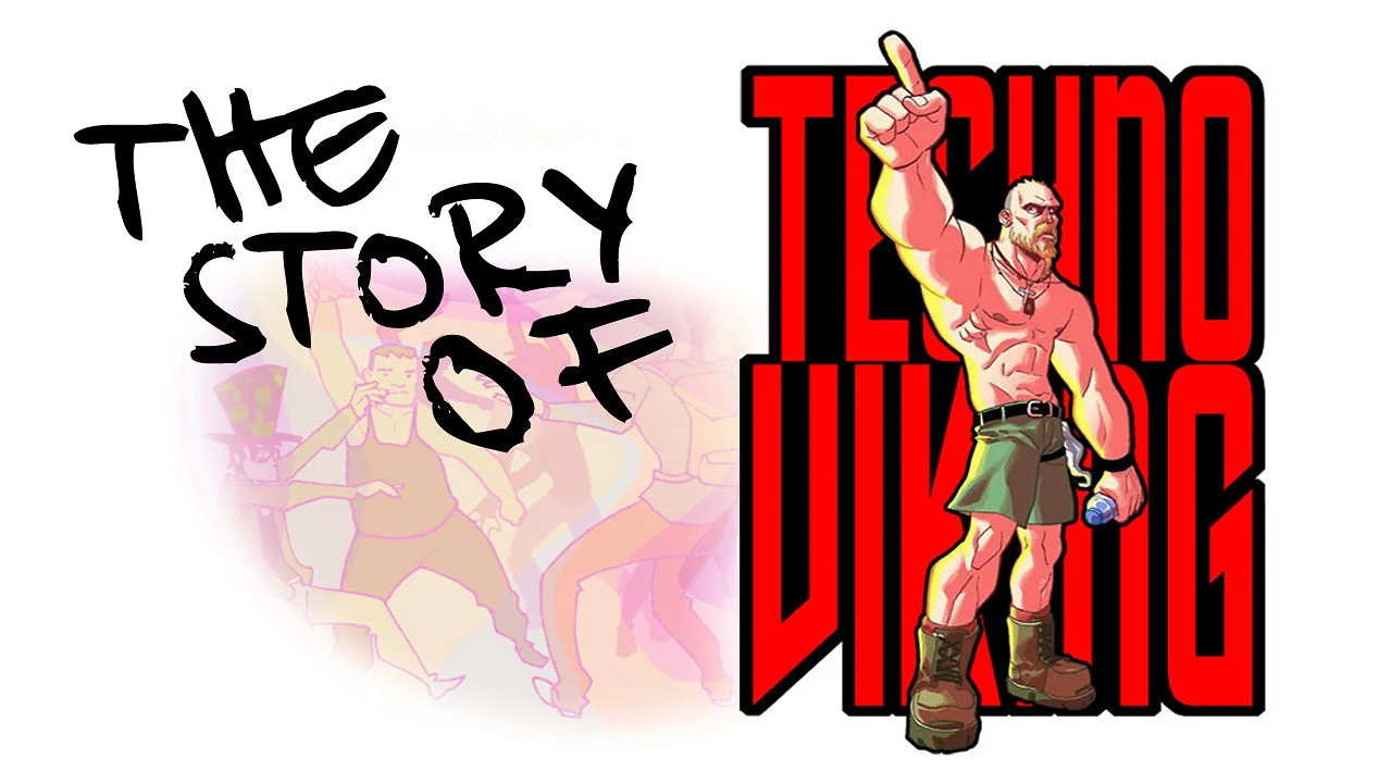 Цифровой арт с Техновикингом, из глаз которого вырывается пламя