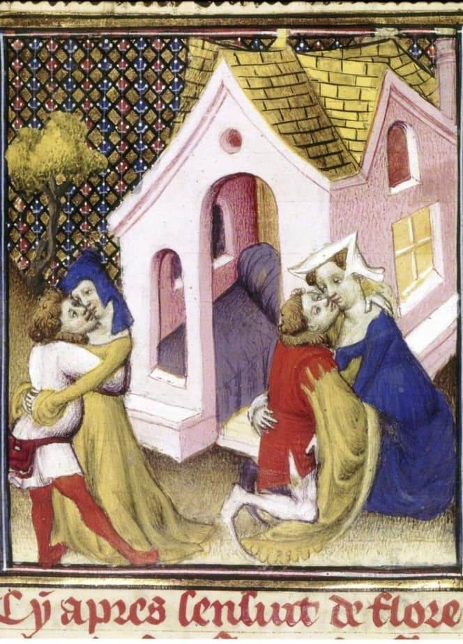 Проститутки с клиентами &mdash; средневековая иллюстрация