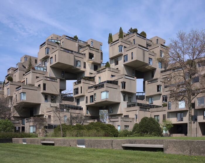 Жилой комплекс Habitat 67 в Монреале &mdash; 365 бетонных модулей весом 90 тонн каждый, сложенных в 158 квартир по проекту Моше Сафди