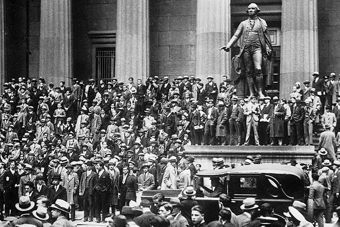 Толпа у Нью-Йоркской фондовой биржи Великая депрессия