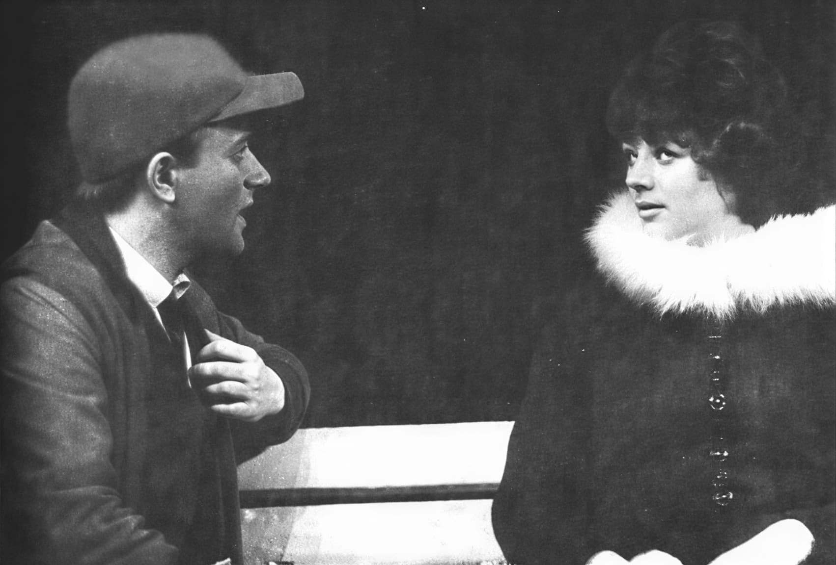 Татьяна Егорова и Андрей Миронов вместе на сцене театра, черно-белое фото