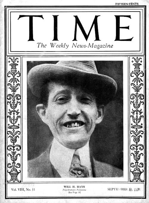 Уилл Хейс на обложке журнала «Time». 1926 год