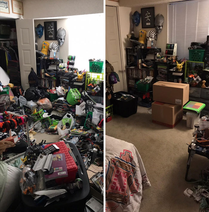 Комната до и после: человек борется с депрессией и возвращает своё пространство